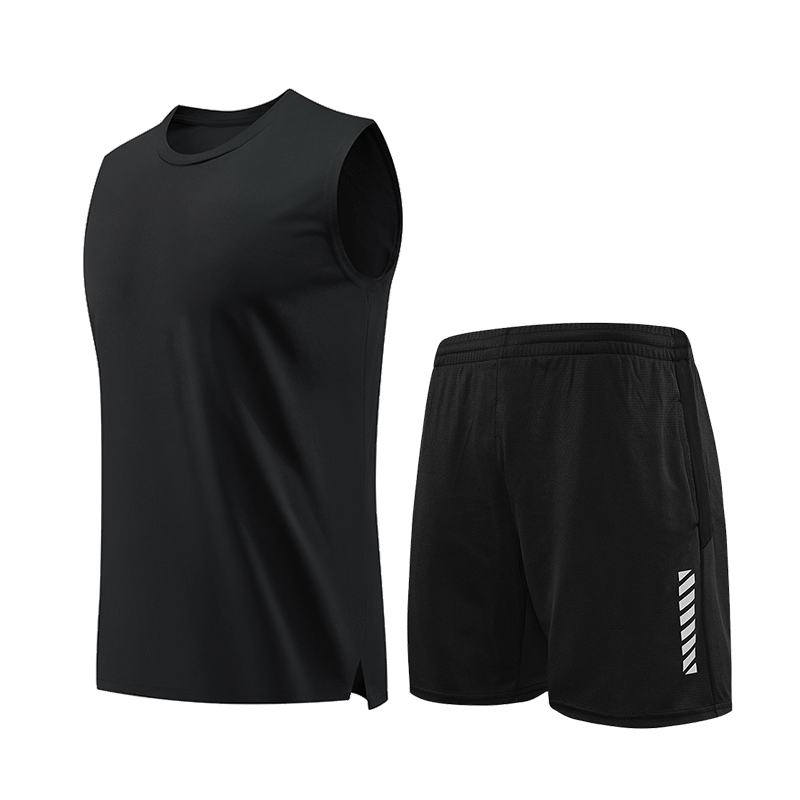 BURUITE Men's Fitness Clothing Sports Vest Set Ice Silk Quick-Dry Summer Running Basketball Training Sleeveless T-Shirt Gear