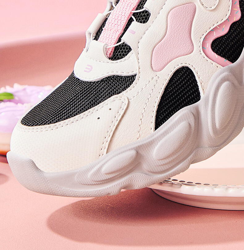 ERKE Kids Casual Shoes Boys and Girls Mesh Sports Shoes with Knob Closure Sea Shell Pink/Microcrystalline White Size 33 4