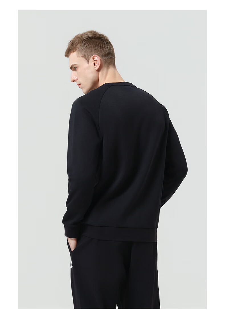 Adidas Men's Hoodie 2026 Spring New Sports Casual Cotton Classic Crewneck Pullover Black White S 7