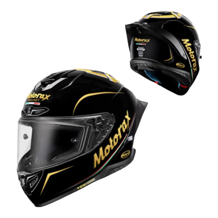 MOTORAX R50S Motorcycle Helmet Unisex All-Season Breathable 3C Certified Large Rear Wing Full Face Helmet Honor Quantum Gold XL