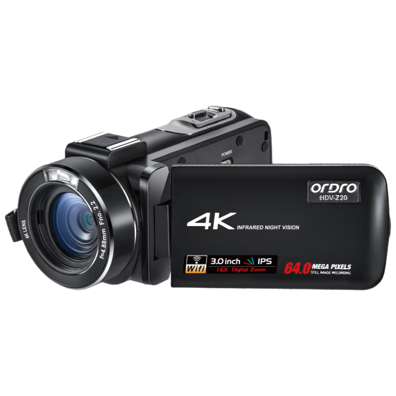 ORDRO Z20 4K High-Definition Digital Camera Handheld DV Recorder Outdoor Portable Camera Professional All-In Recorder for Home Use, Travel, Meetings, Vlog, TikTok Short Videos