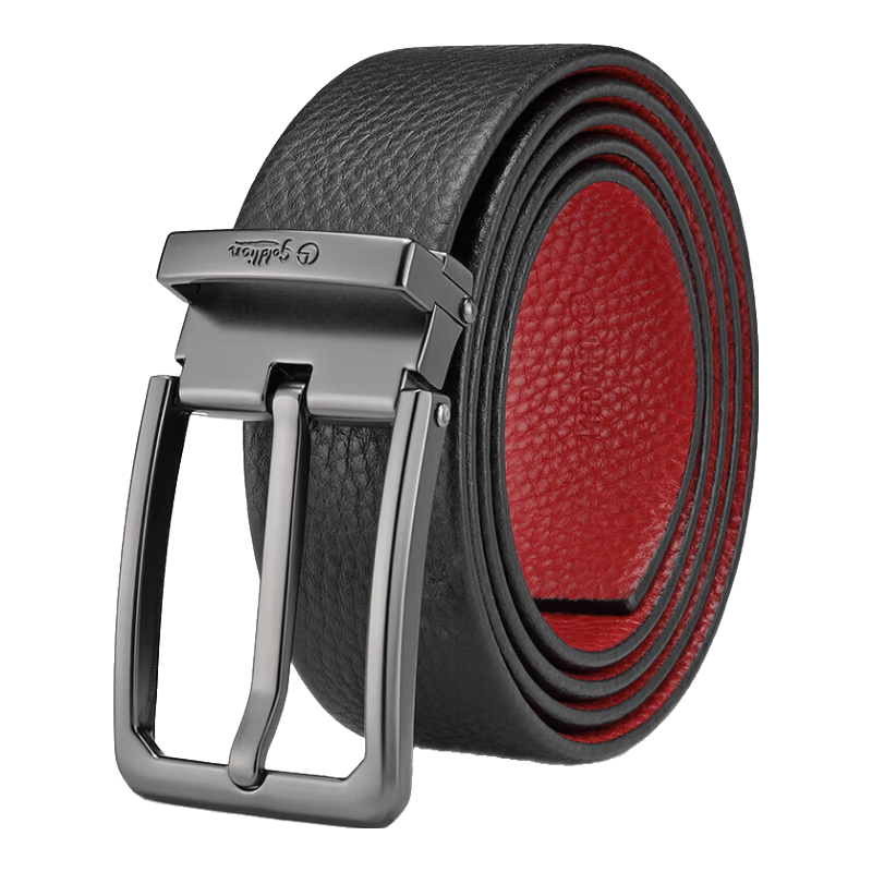 Goldlion Men's Belt, Flexible Pin Buckle Waistband, Fashionable Versatile Trouser Belt Gift Box, Birthday Gift