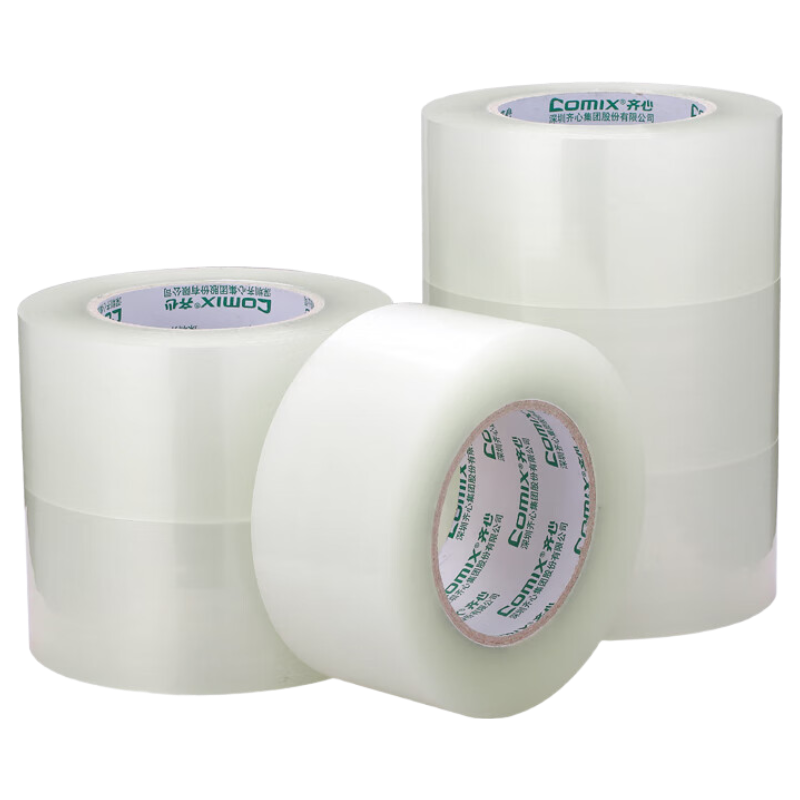 COMIX Transparent Tape/wide Tape/packaging Tape for Express Delivery, 6 Rolls, Extended Width 60mm*200y*45um, Length 183 Meters/roll JP6020-6