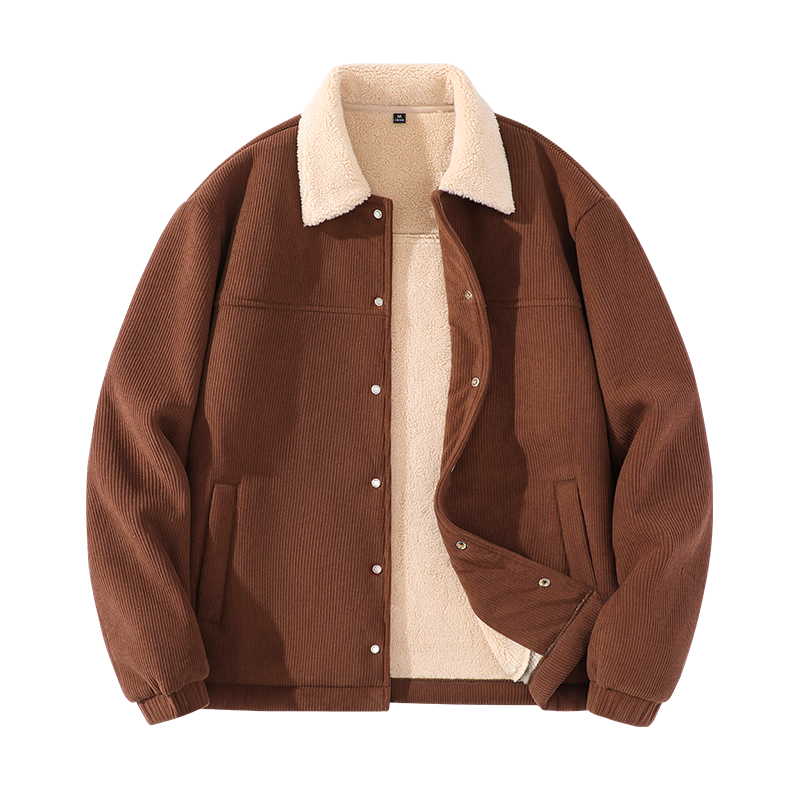 Baleno Corduroy Sherpa Jacket Men Winter Heavyweight Warm Casual Versatile Men's Jacket Trendy Retro Youth Clothing