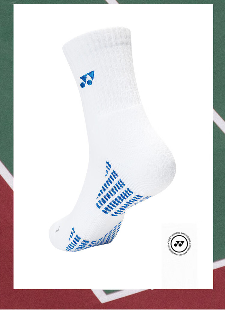 YONEX Badminton Socks Running Fitness Sweat-Absorbing Breathable Professional Sports Socks Men 145045BCR White Navy Blue 12