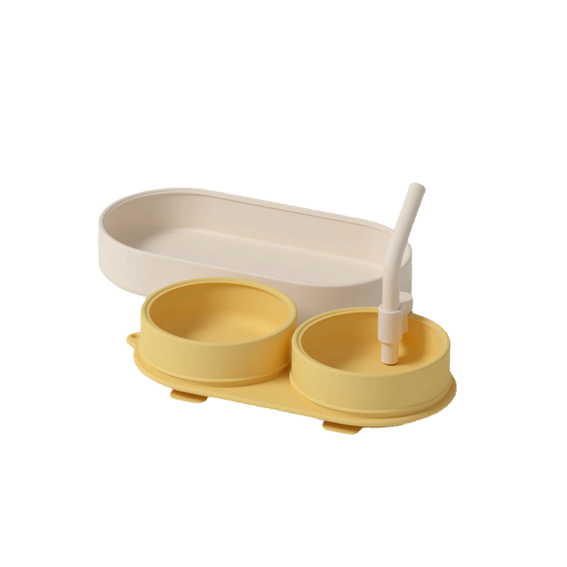 Baoshi Baby Suction Plate with Compartments Integrated Children's Training Silicone Feeding Bowl with Lid and Straw