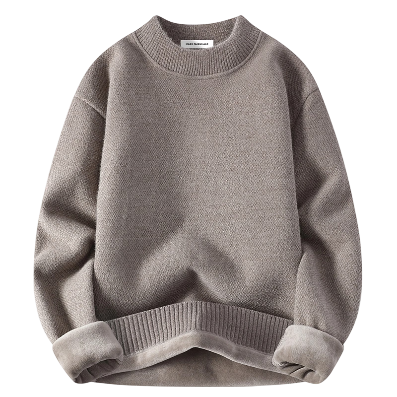 MARK FAIRWHALE Men's Winter Thick Fleece Knit Sweater, Fleece-Lined Warm Jacket, Dark Gray, 3XL