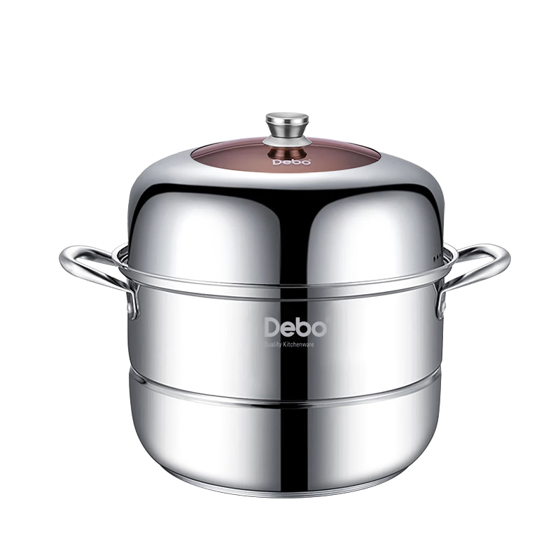 Debo Tang Steamer Pot, 304 Stainless Steel, Two-Layer Steamer Pot, Compatible with Induction Cookers, Wokeli 30cm