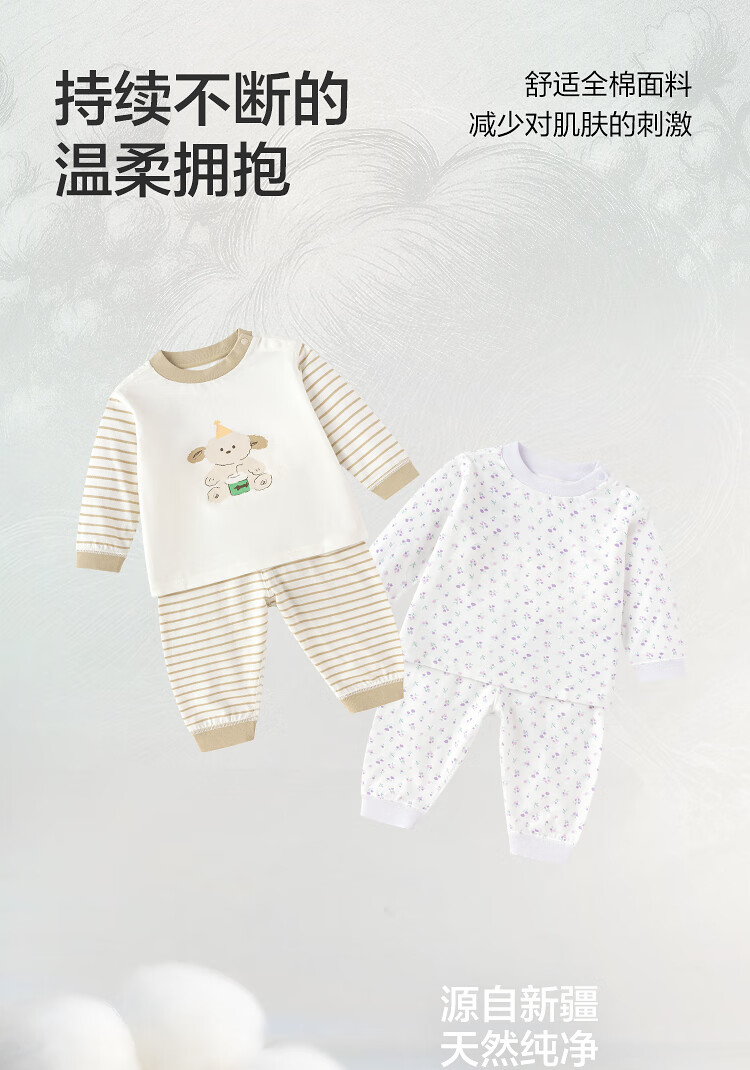Balabala【balaOne】Kids Baby Infant Underwear Set 2025 New Winter Homewear Ribbed High-Waist New Year Edition 2