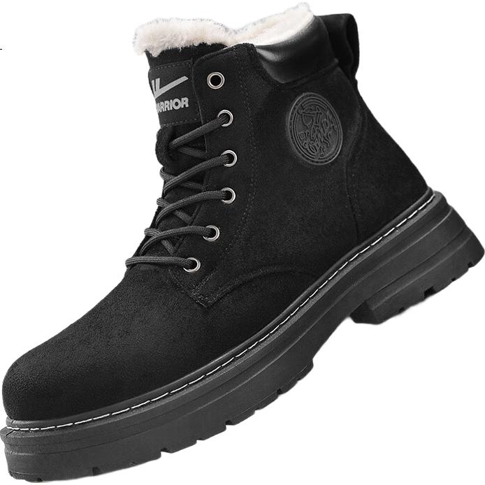 Huili Men's Martin Boots, 2025 Autumn And Winter New Style Men's Hiking Fleece-Lined Snow Boots, Warm Cotton Shoes, Khaki, Size 41