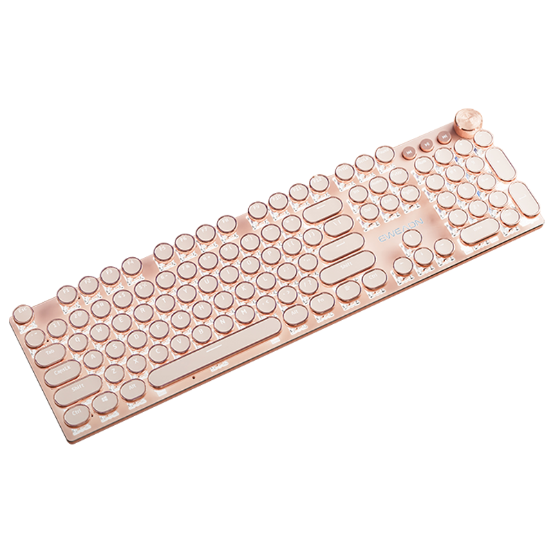 EWEADN V20 104-Key Wired Mechanical Keyboard, Punk Style, High Aesthetic Value, for Women, Office, Gaming, E-Sports, Laptop And Desktop Computer Accessory, Quiet Comfortable Pink Switches, Milk Tea White Light