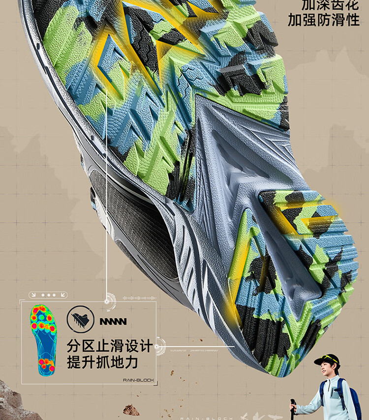 361° Rain Shield Kids Running Shoes Spring 2026 Unisex Waterproof Non-Slip Shock Absorbing Lightweight Outdoor Sports Shoes Green Size 40 2
