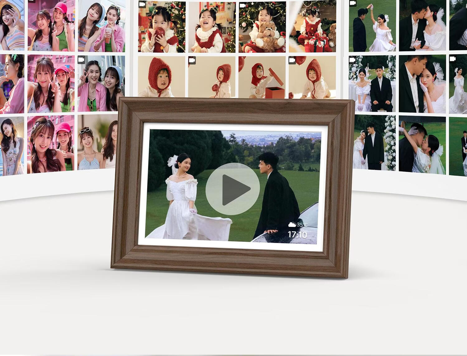 Nishi 8-inch Walnut Digital Photo Frame Smart Cloud Album HD Touchscreen Display Player Desktop Picture Frame Housewarming Wedding Engagement Elder Birthday Gift 4