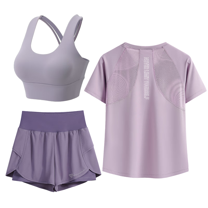 Baisirong Quick-Dry Women's Sports Three-Piece Set Outdoor Cycling Marathon Running Ultra-Light Loose Fitness Yoga Wear