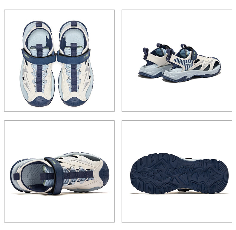 ERKE Kids Sandals Boys and Girls Closed-Toe Anti-Collision Sandals Microcrystalline White/Pink Frost Color Size 34 43