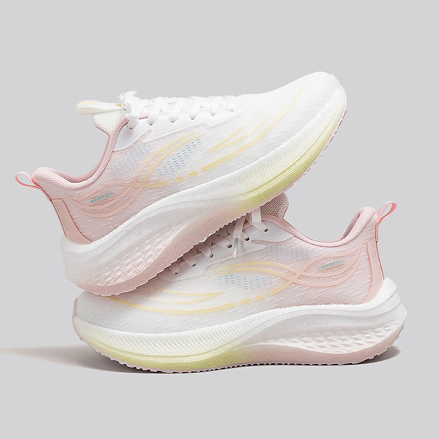 Warrior Women's Casual Shoes Non-slip Wear-resistant Shock-absorbing Winter Thick-soled Sports Shoes White Pink Yellow Size 38