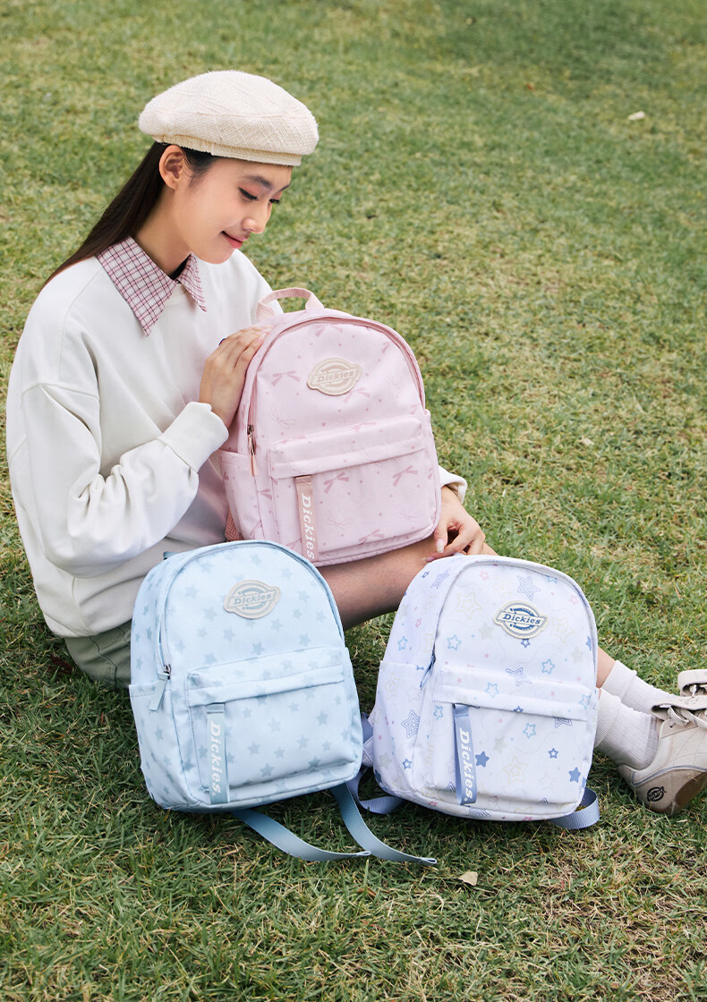 Dickies Women's Backpack Mini School Bag Pink Bowknot for High School and College Students Commuting and Classes 14