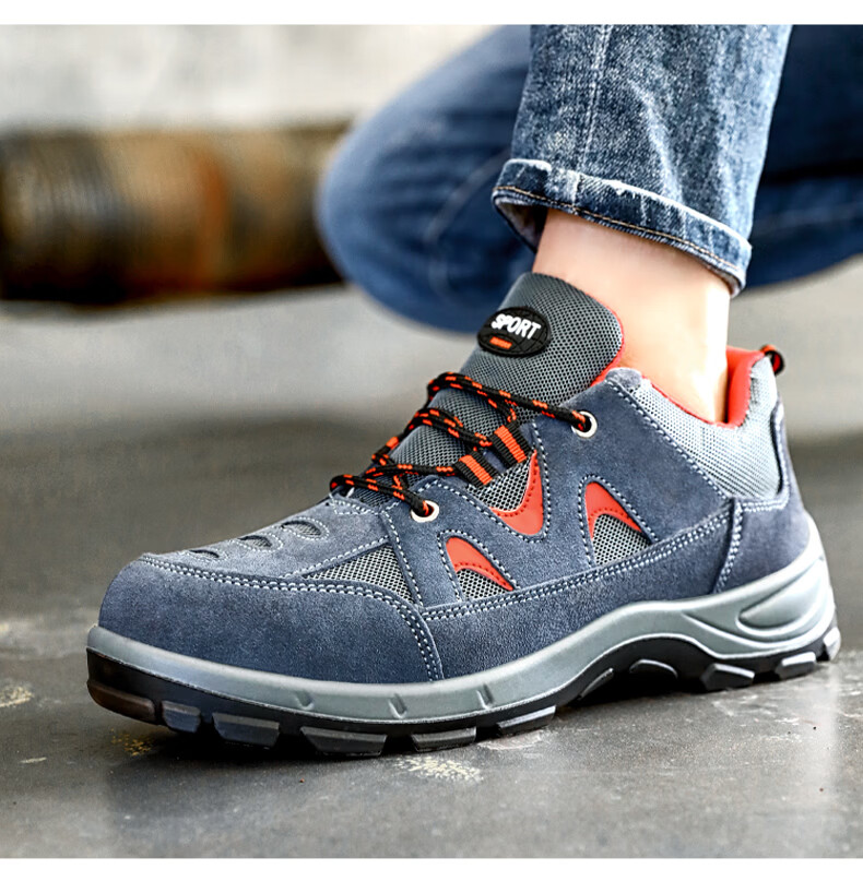 JUNBU Men's Safety Shoes Steel Toe Anti-Smash Anti-Puncture Lightweight Comfortable Durable Work Shoes 2135F Size 38 4