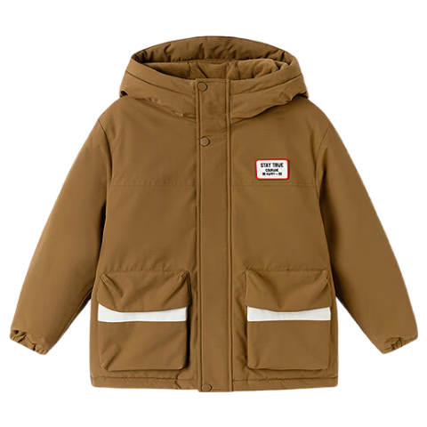 Balabala Boys' Cotton Padded Jacket Kids' Coat 2025 Autumn Winter Fleece Lined Thermal Warm Clothing Trend 208425106101