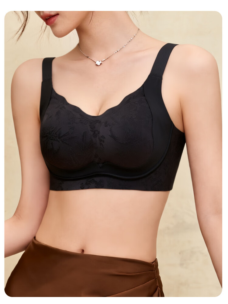Tingmei 26 Years Jacquard Uplift Anti-Sagging Bra for Women, Lift and Gather, Side Support, Semi-Fixed Cotton Cup, Wireless Bra 17