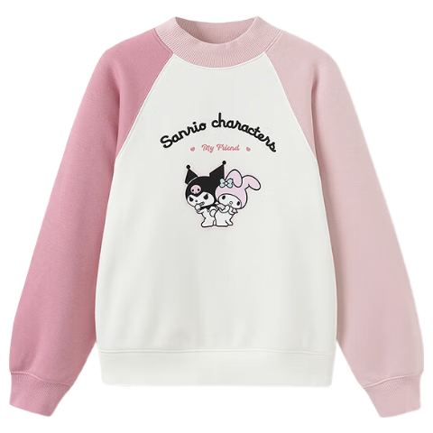 BALABALA [Kuromi IP] Girls' Sweatshirt, Children's Winter Wear, Comfortable Pullover Casual Top for Older Kids
