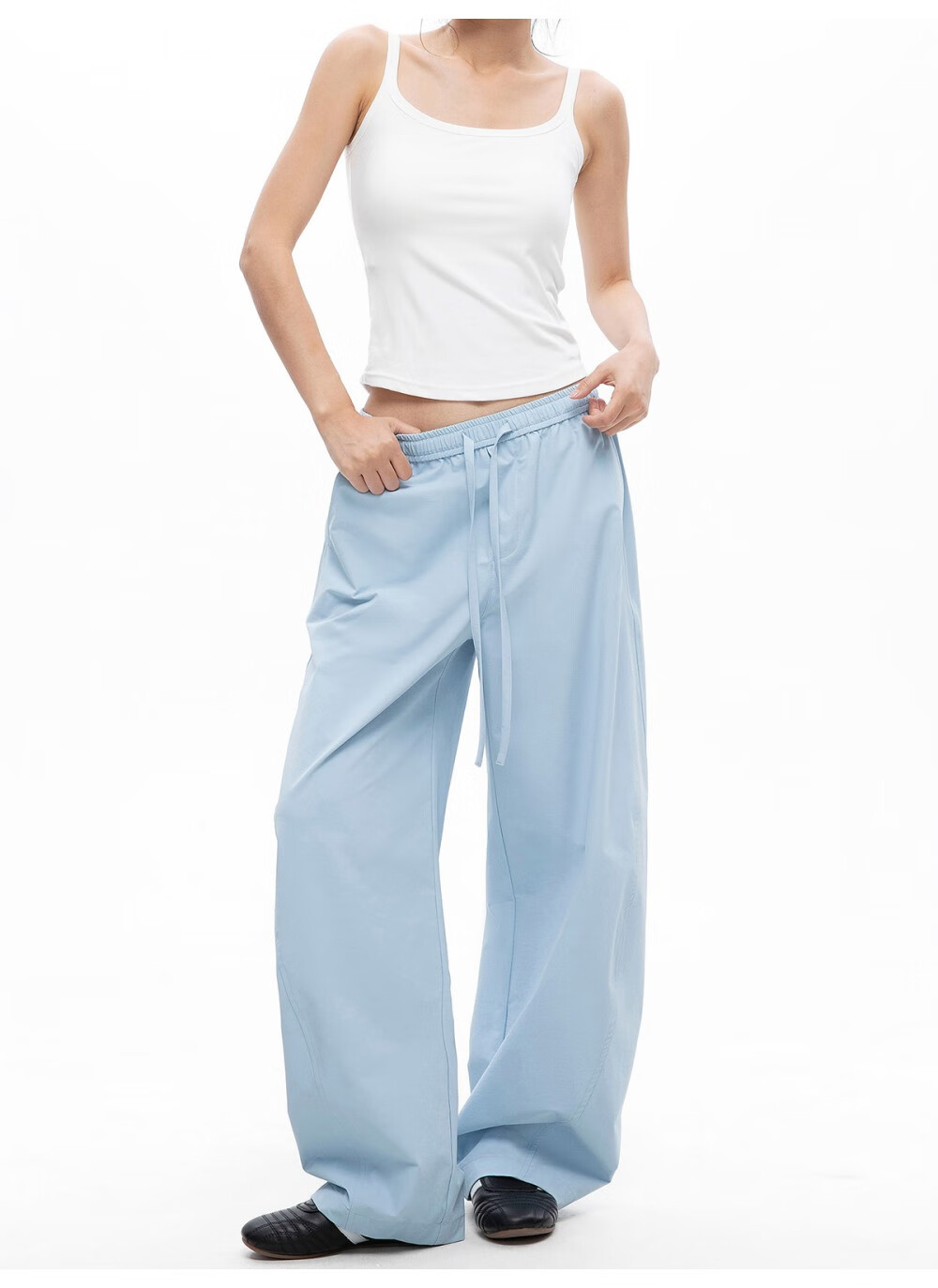 ICH MODE Women's American Style Straight White Pants Thin Loose Popular Cargo Sports Casual Pants White XL 23