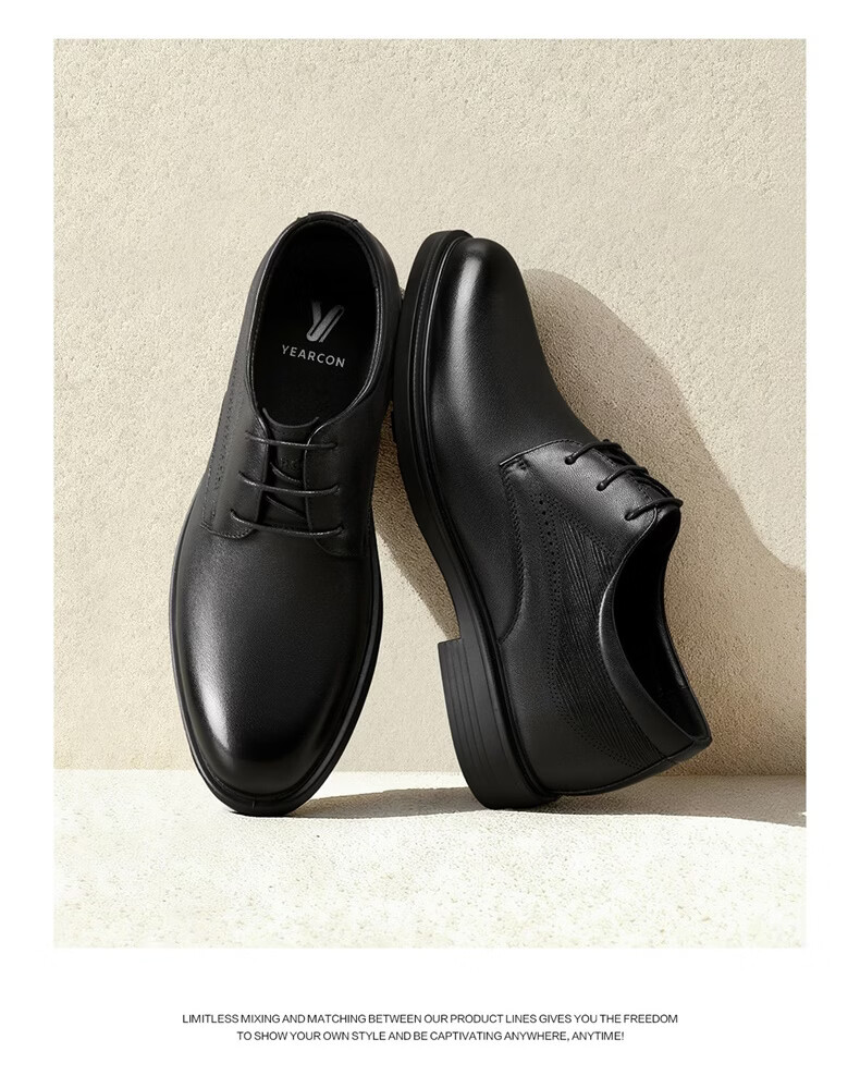 Eierkang Men's Business Formal Shoes Comfortable Commuter Single Shoes Groom Wedding Shoes 63129W Black Size 45 68
