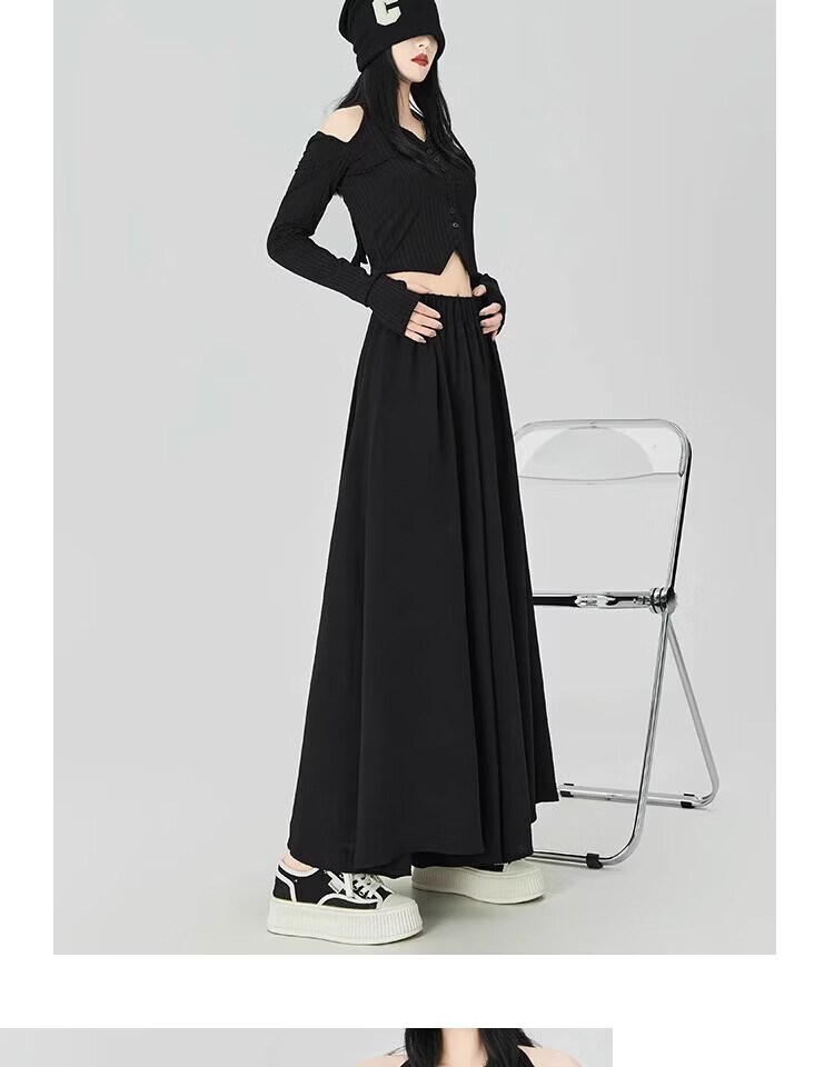 LangSha Women's Summer Skirt Pants, New Style for Petite Figures, Ice Silk Wide-Leg Pants, Loose-Fitting Slimming Casual Pants, Thin Draping Hip-Covering Trousers 15