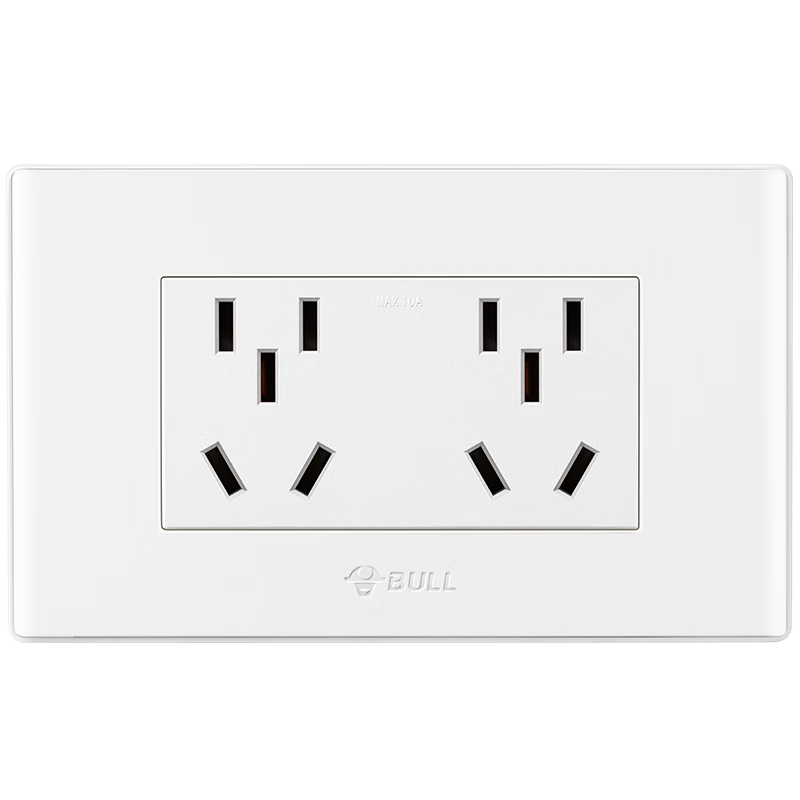 BULL Switch Socket, Multifunctional 118-Type Socket Switch, 10-Hole And 6-Hole Socket Panel G04Z256A, White