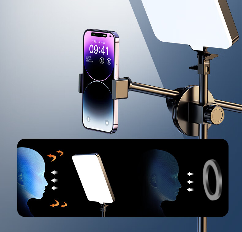 CRENOV [Both Plug-In And Built-In] Live Streaming Fill Light, Flat Photography Lighting, LED Photo Light for Streamers, Professional Soft Light for Food Photography, Video Desktop Lighting with Beauty Enhancement 4
