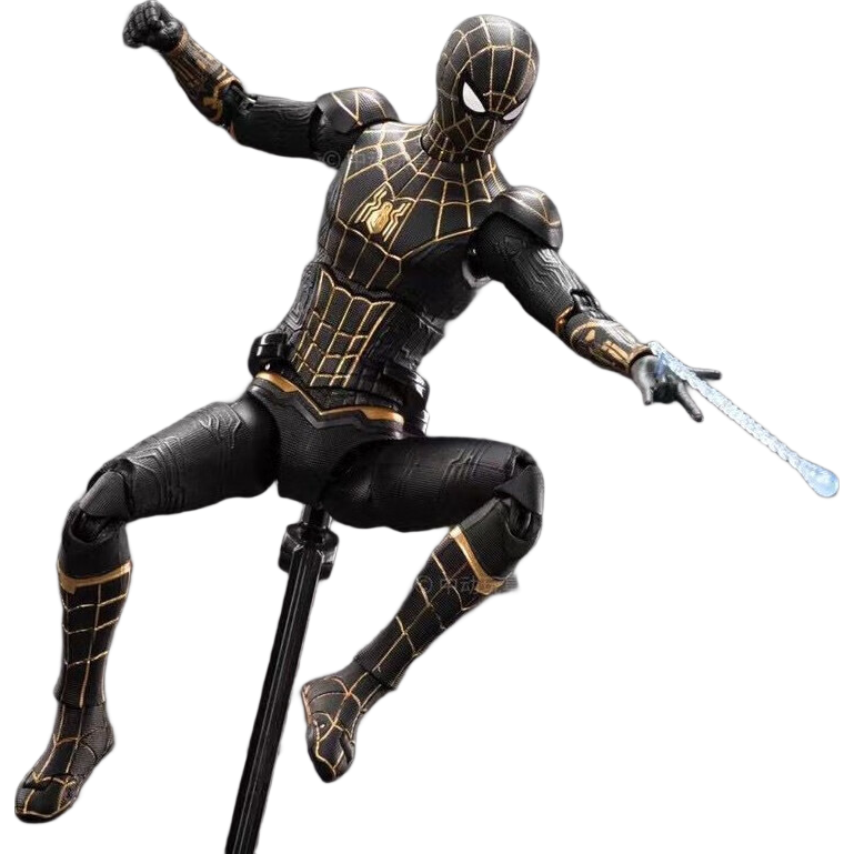 Marvel Birthday Gift Black Gold Spider-Man Action Figure Model with Articulated Joints, Decorative Figurine for Me