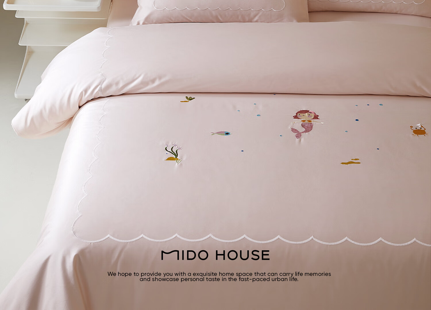 MIDO HOUSE Mingdu 60S Pro Cotton Four-Piece Bedding Set All-Season Sheet Fitted Sheet Duvet Cover - Starfall Christmas Island 1.8m Fitted Sheet Version 2