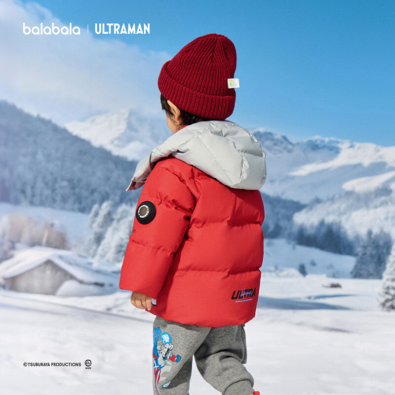 BALABALA Ultraman IP Kids Down Jacket Boys Winter 2025 Protective Warm Three-Defense Technology Trend