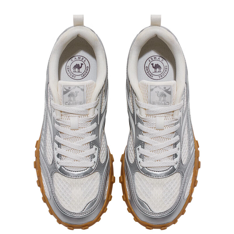 CAMEL Liuguang 2nd Generation Thin Sole Women's Breathable Casual Retro German Training Shoes K26BX5L3008 Silver/Ivory White Size 37