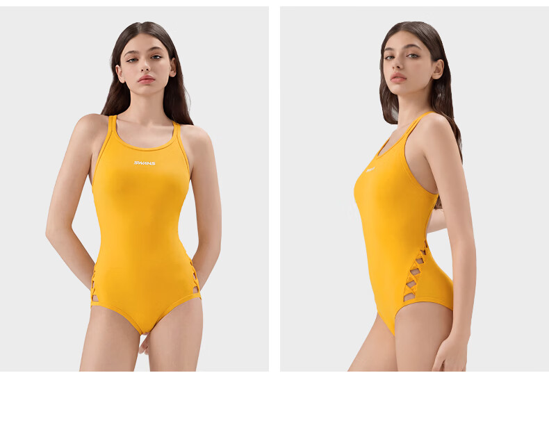 SWANS Women's Triangle One-Piece Swimsuit Professional Quick-Dry Chlorine-Resistant Sun-Protective Hot Spring Swimwear Prosperity Red M 16