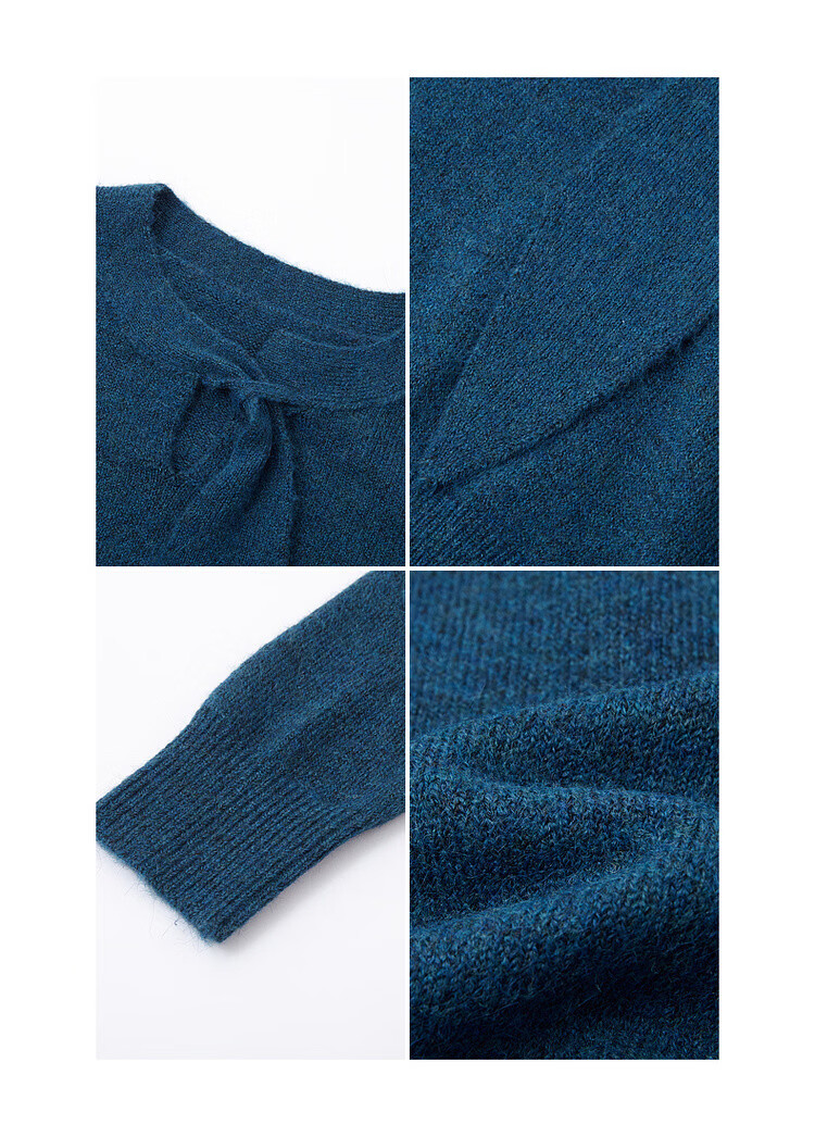 MT Sea Breeze Poetry Winter Elegant Ribbon Round Neck Comfortable Lazy Petite Knit Sweater for Women 9