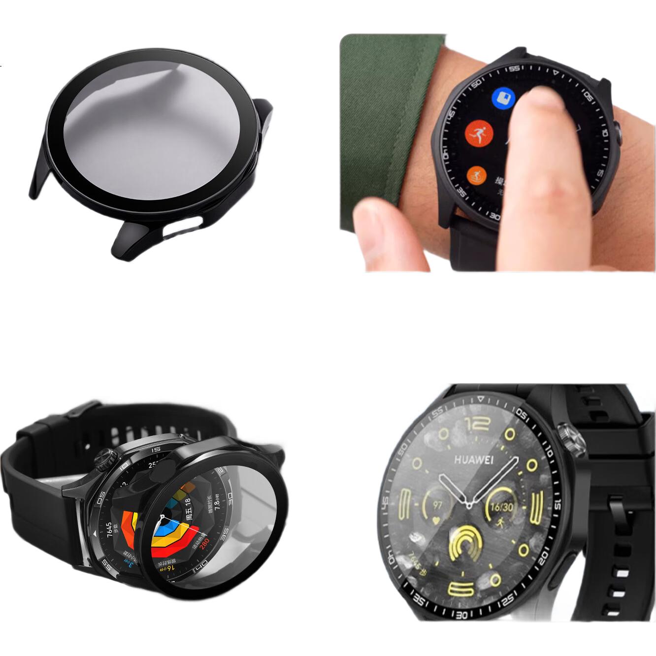 Защитный чехол Iboann для Huawei Watch 5 46 мм, с защитной пленкой, черный