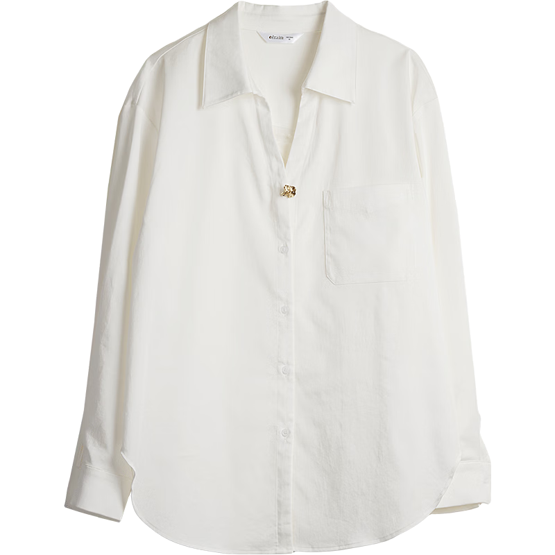 Olrain V-Neck Long Sleeve Shirt Women Spring New Loose Casual Slim Fit Elegant Top White L