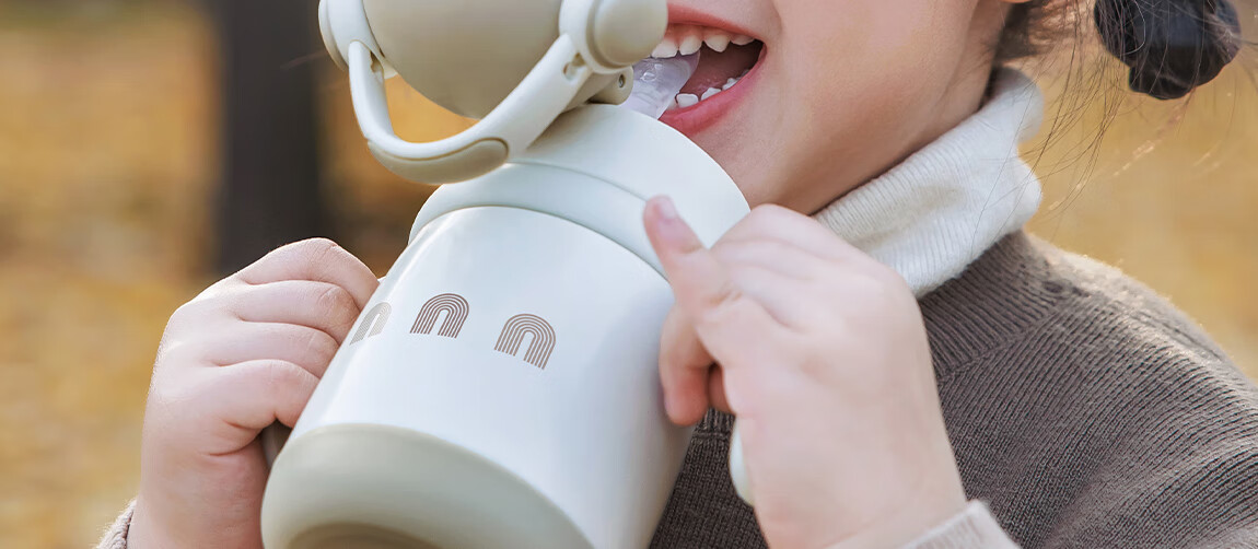 Beiyi Musician Children's Insulated Straw Cup Large Capacity Baby Anti-Choke Water Bottle 316L Stainless Steel 2
