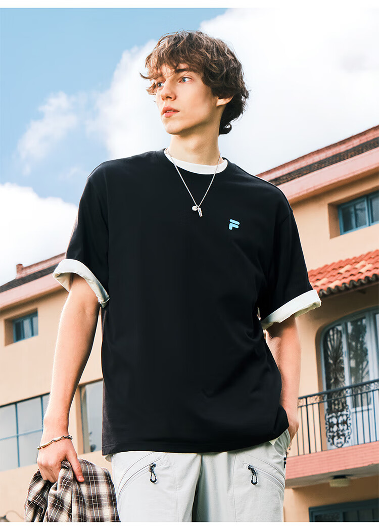 FILA FUSION Fashion Brand Zhang Hao Couple Knit Short Sleeve Shirt 2026 Spring Casual Loose Pure Cotton T-Shirt 36