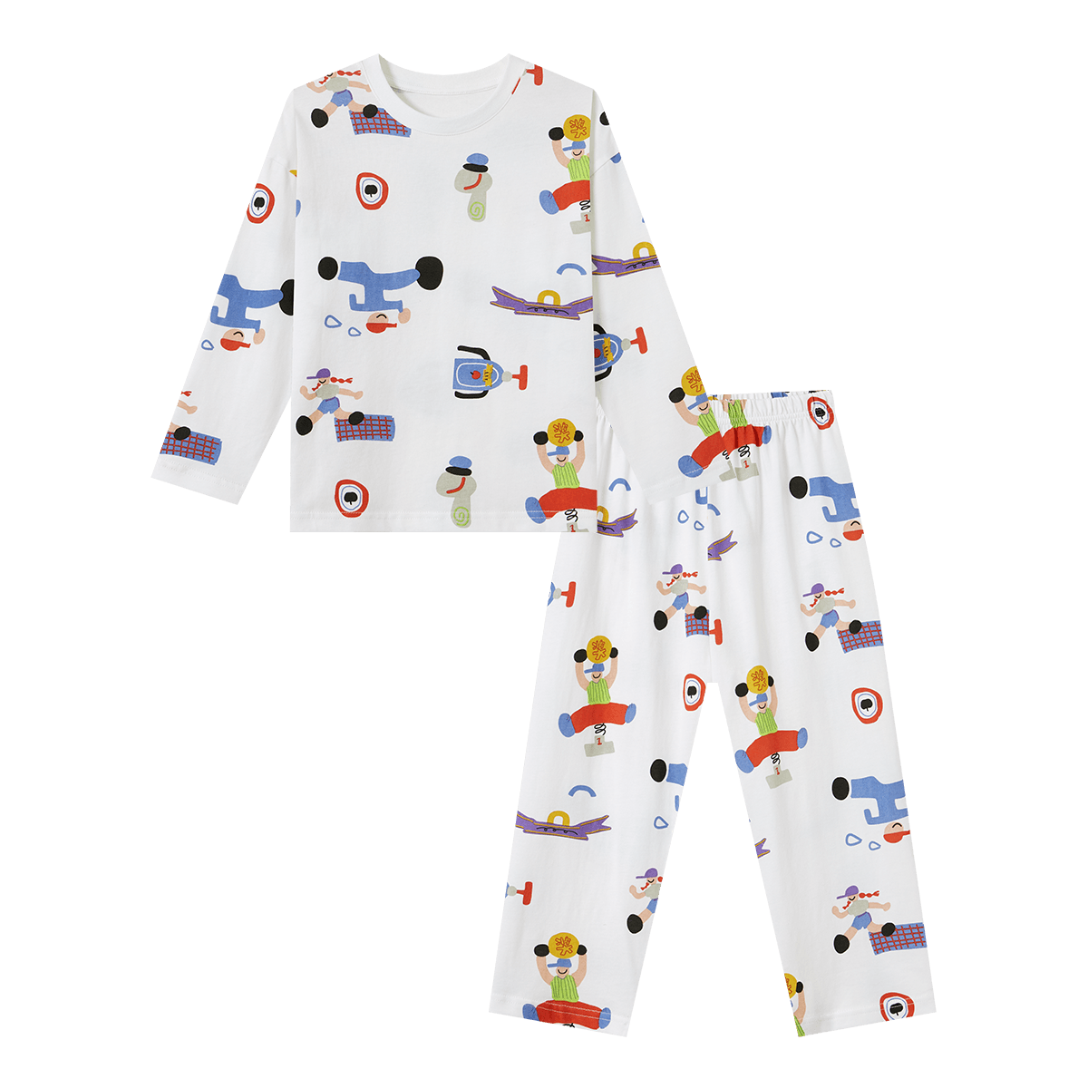 Duoduo Boys' Pajama Set Spring and Autumn Soft Breathable Skin-Friendly Long Sleeve Homewear Children's Loose Comfortable Two-Piece Set