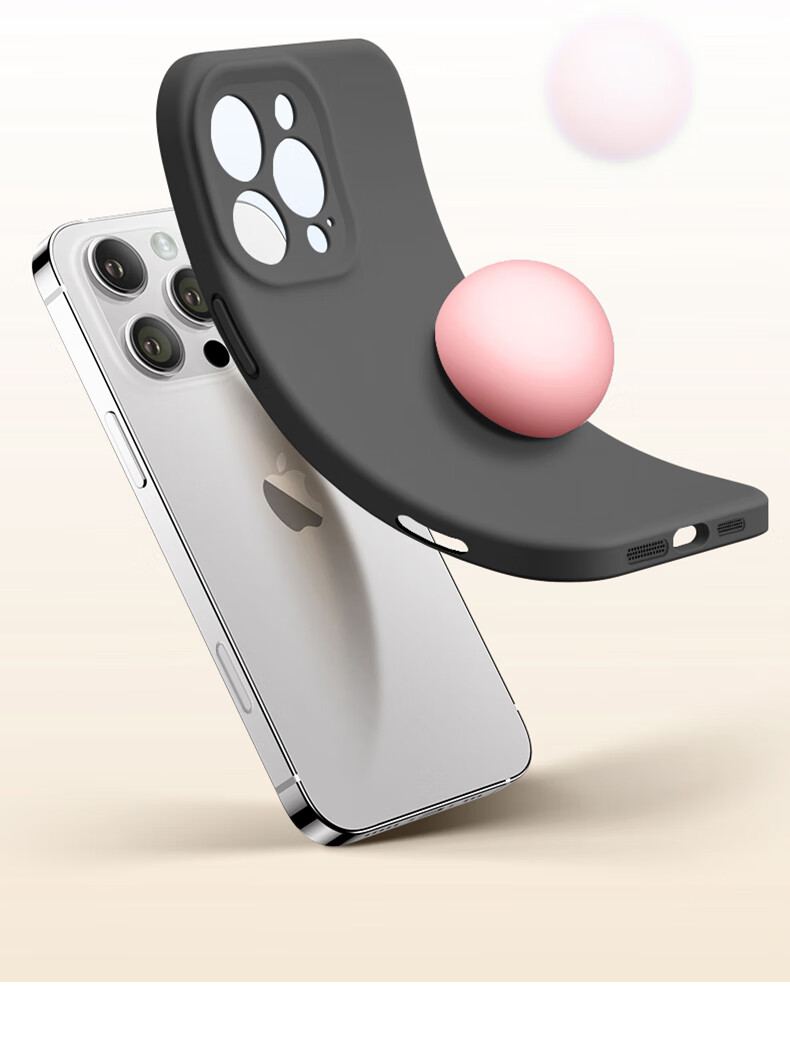 Nai Xiaoya Apple iPhone 16 Pro Max Case, Full-Coverage Lens Protection, Liquid Silicone Ultra-Thin Shockproof Soft Cover, Simple Style for Men and Women, Graphite Gray 9