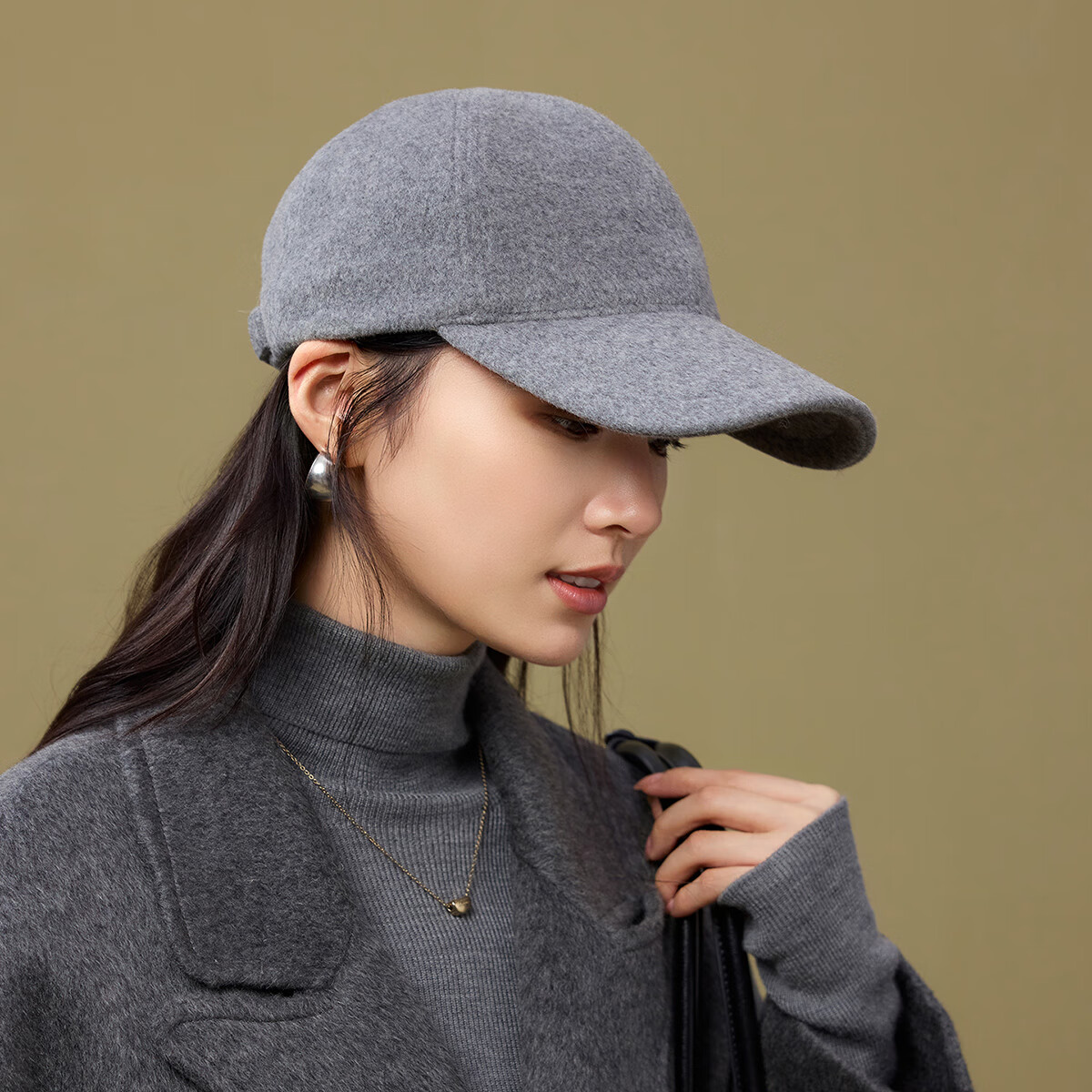 Siggi Pure Wool Baseball Cap Autumn Winter Women's British Retro Stylish Face-Slimming Windproof Warm Versatile Duckbill Hat