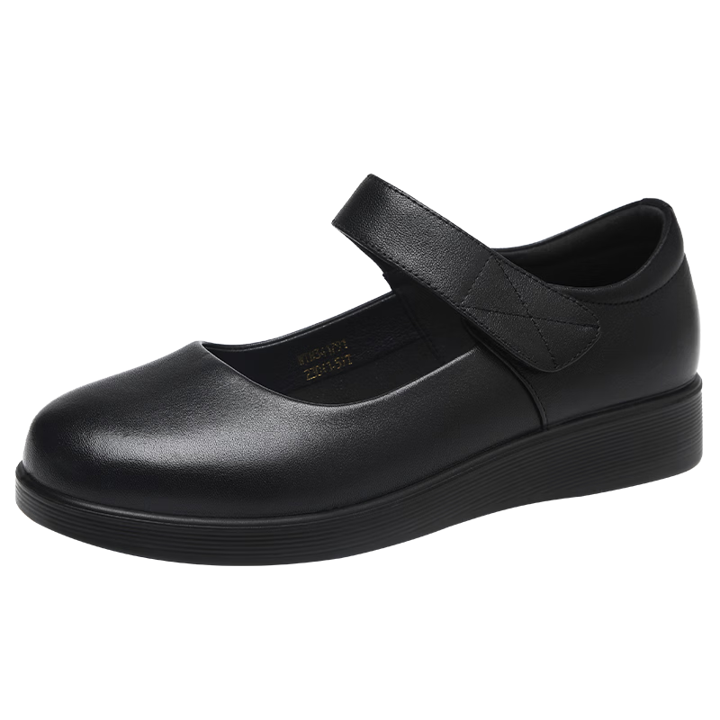 RED DRAGONFLY Women's Flat Shoes, Shallow Mouth Single Shoes, Round Toe Versatile Mary Jane Shoes, Retro Leather Shoes WTB341791 Black Size 36