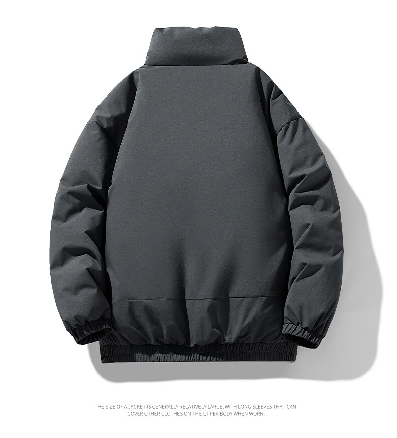 MARK FAIRWHALE Men's Thickened Cotton Padded Jacket Autumn Winter Warm Coat Black 2XL 6