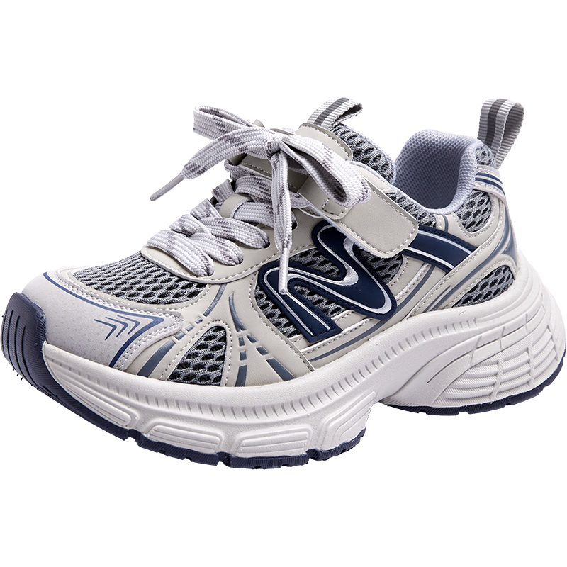 Eierkang Kids Sports Shoes Boys Soft Sole Dad Shoes Girls Running Shoes Casual Dad Shoes Gray/Blue Size 33