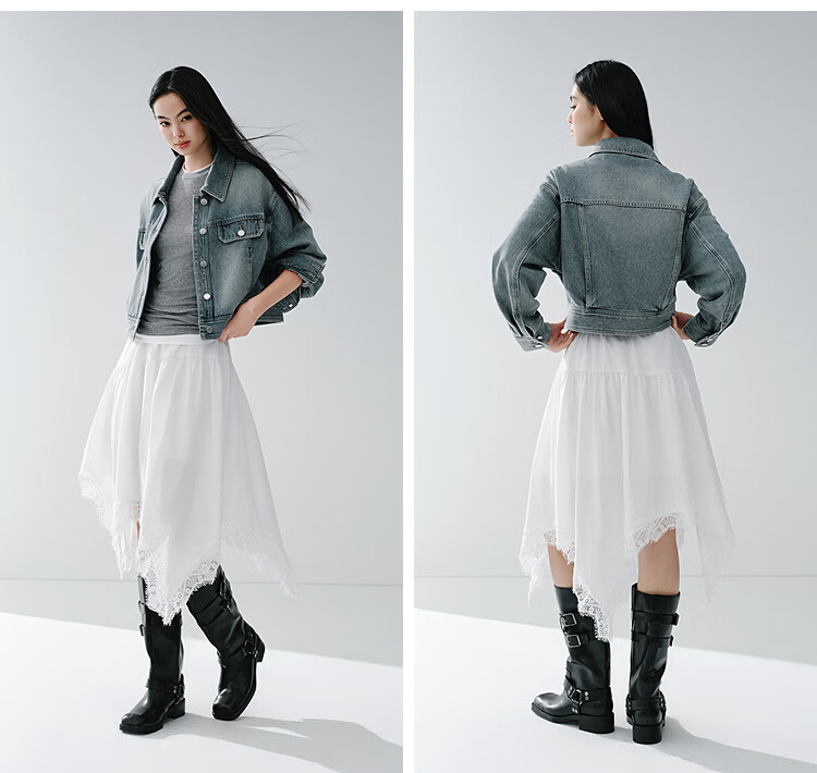 Semir Women's Denim Jacket Short Retro Fashion Boxy Jacket 2026 Spring Commuter 109126108005 21