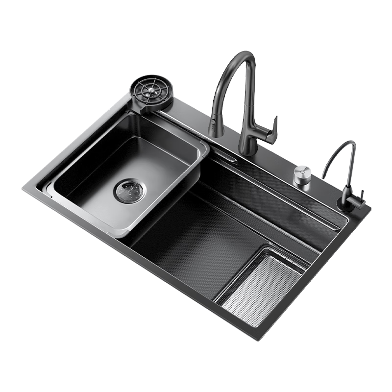 DONGPENG Kitchen Sink Large Single Bowl National Standard 304 Stainless Steel Vegetable Washing Basin Integrated Sink with Strainer 4mm Thickened 8045