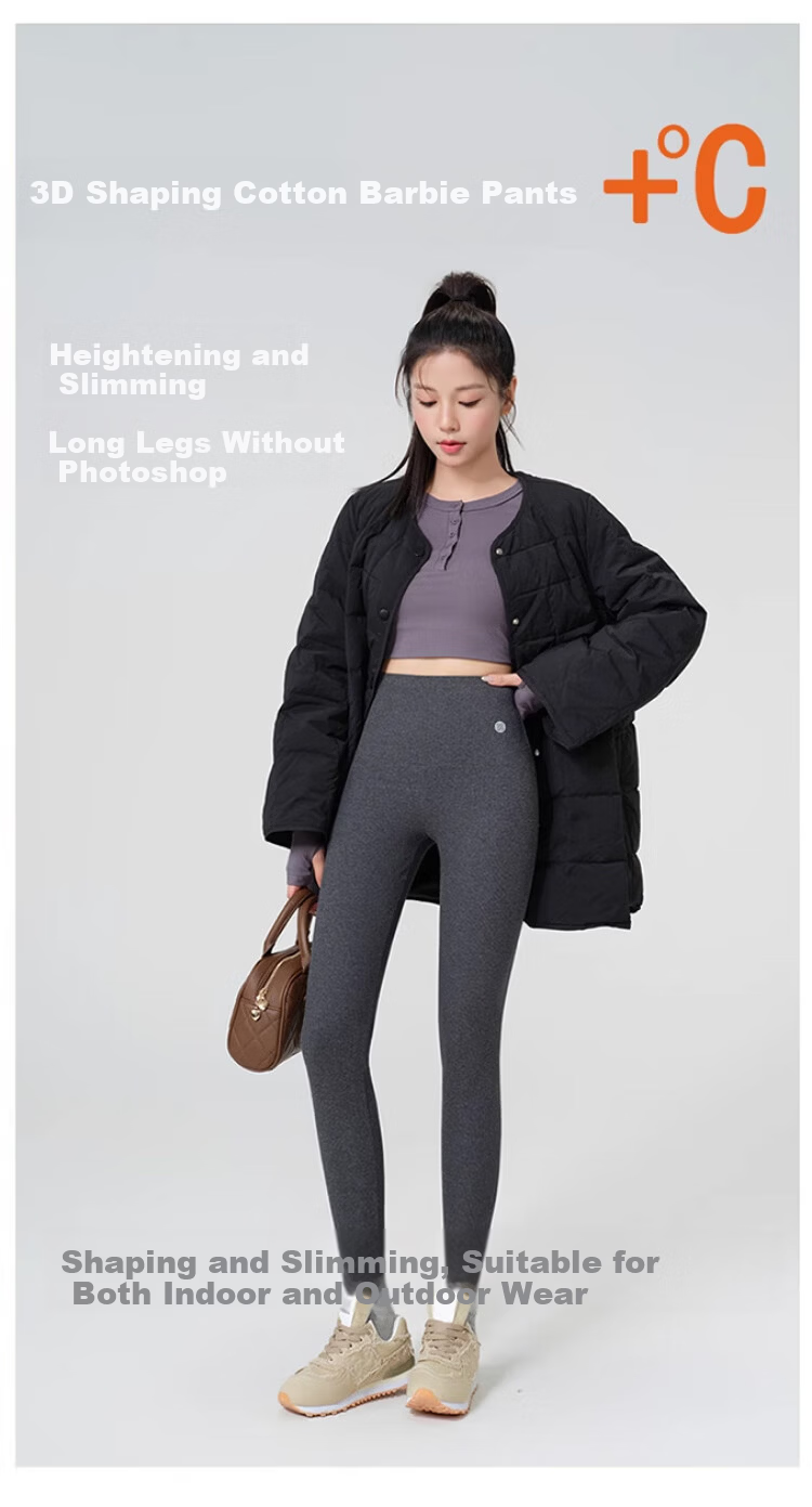 GUJIN Women's Wool Cotton Thermal Pants, Fleece-Lined Thickened High-Waist Slimming Leggings, Autumn Winter Warm Cotton Trousers 1