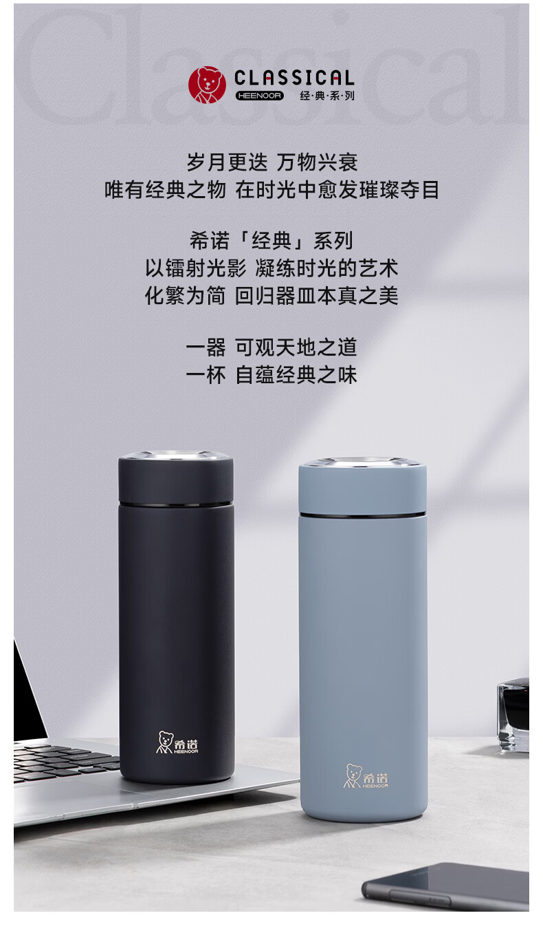 Heenoor Insulated Tumbler 316L Stainless Steel Water Bottle Men's Premium Business Car Tea Cup XN-CB001C Dark Blue 410mL 5